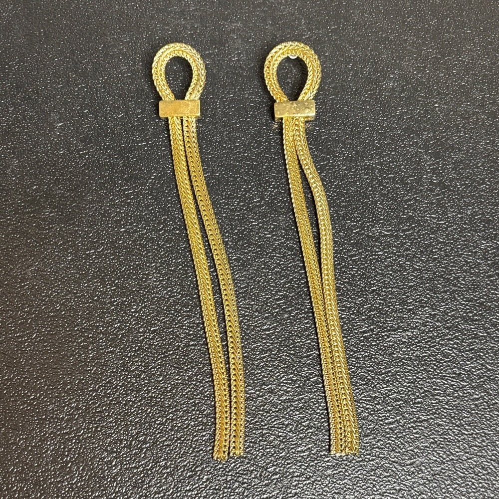 Vintage Elegant Gold Tassel Earrings - Picture 2 of 6